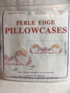 Vintage Peeled Edge Pillowcases. Embroidery Kit. New In Package. Standard Sized - Picture 1 of 12