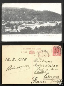 Saint St. Lucia USS Alabama Kearsage Navy Marine Castries stamp ca 1905 - Picture 1 of 1
