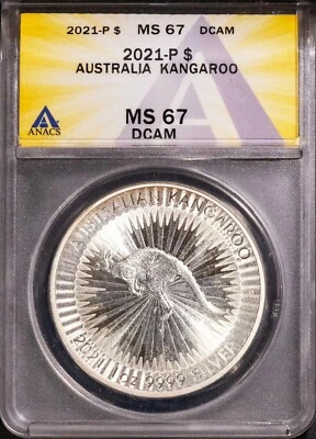 2022 $1 Silver Australian Kangaroo MS 67 DCAM ANACS # 7623801 + Bonus - Image 1 of 2