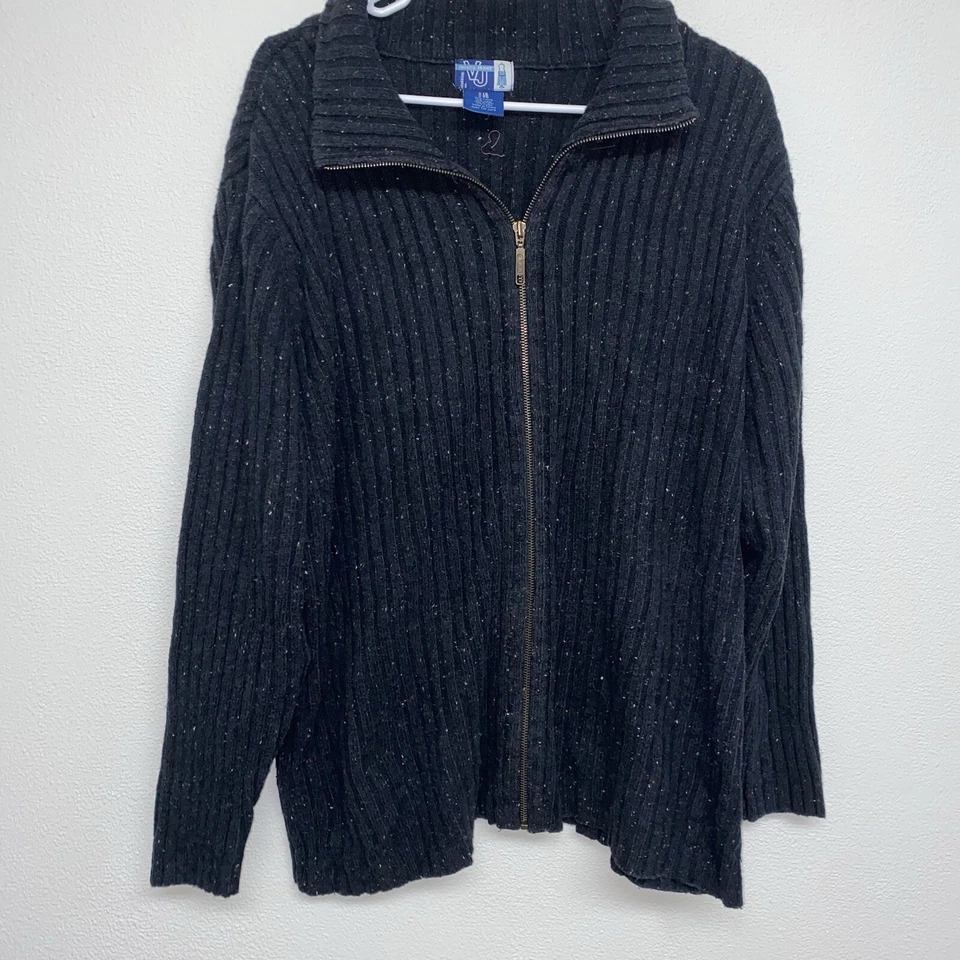 Vintage Venezia Jeans Wool Blend Sweater 18/20 Full Zip Black Fleck Cardigan - Изображение 1 из 4