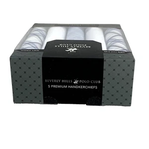 NEW 5 Pack Beverly Hills Polo Club Handkerchiefs Soft Touch Men's Navy Z1 - Picture 1 of 8
