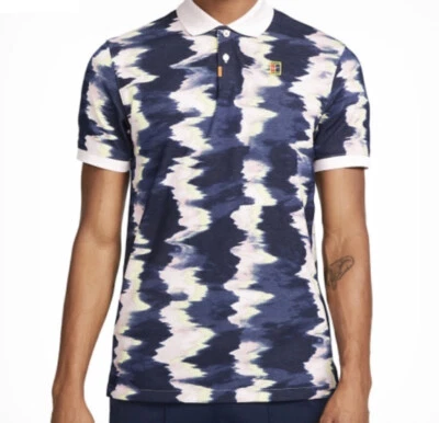 Men’s Nike Court Tennis Polo Shirt Dri-Fit DV8915-663 Blue / Pink Print Sz Large - Image 1 of 4