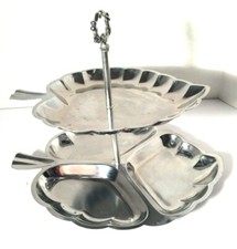 Strawberry Shaped Silver-plated 2-Tier appetizer Tray 