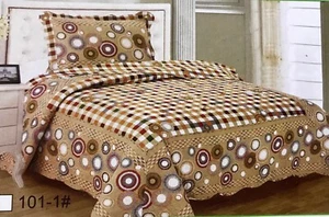 100% Cotton Quilt Bedspread Twin Size 2pcs Set Reversible Extra Large 3.8lbs - Picture 1 of 9
