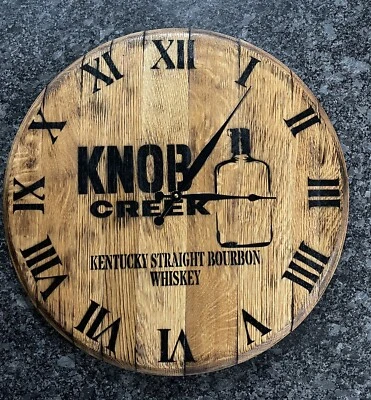 Knob Creek Jim Beam Distillery Bourbon Barrel (Clock)Authentic Head 21” Dia. - Image 1 of 4