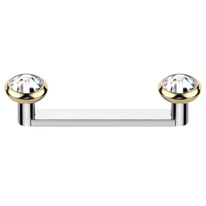 16G Titanium Flat Surface Barbell Bezel Crystal Staple Surface Piercing Jewelry - Picture 1 of 12