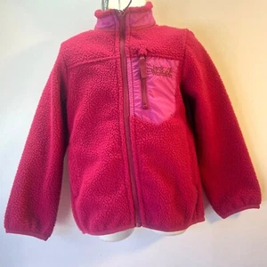 Jack Wolfskin Jacket Kids Size 3-4 Red Fleece Ice Cloud Zipper Pocket Pullover - Picture 1 of 11