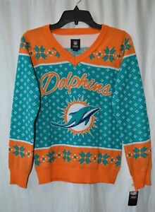 Miami Dolphins Pullover Sweater V-neck NFL Apparel Women's Small New NWT