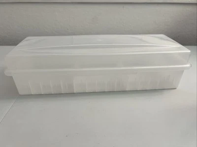 Alpha Audio Cassette Tape Plastic Storage Box Case Holds 15 / 24 Clear Frosted - Image 1 of 4