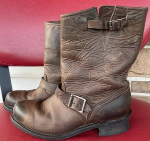 Frye 77400 Moto Engineer Harness Riding Motorcycle Leather Womens Boots Size 10 - Picture 1 of 11