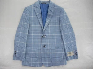 Boys T.O. Blue Striped Patch Pocket Blazer Slim Sizes 8 - 16 - Picture 1 of 5