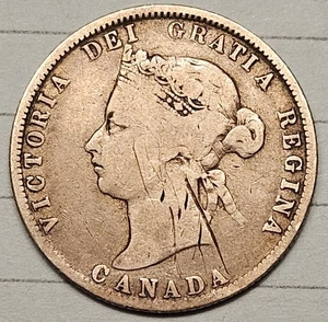1874-H Canada 25 Cents Silver Foreign Coin - Picture 1 of 2