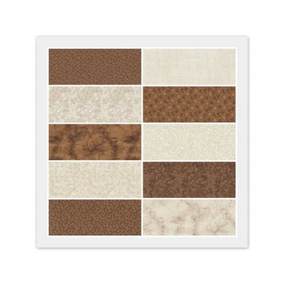 BROWN & BEIGE NATURAL 100% Cotton Fabric, 10 FAT QUARTERS or 20 Strip JELLY ROLL - Image 1 of 4