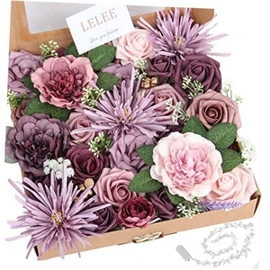  Artificial Flowers Rose Bulk for Wedding Decoration, Dusty Purple Pink Silk  - Picture 1 of 7