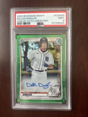 2020 Bowman Draft Chrome Green Refractor Auto /99 Dillon Dingler #CDA-DD PSA 9 - Image 1 of 2