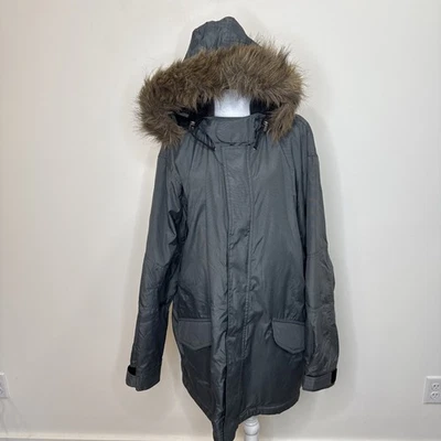 Vintage 2000 Y2K GAP Snorkel Parka Jacket Men's L Gray Faux Fur Hood Field Coat - Image 1 of 4