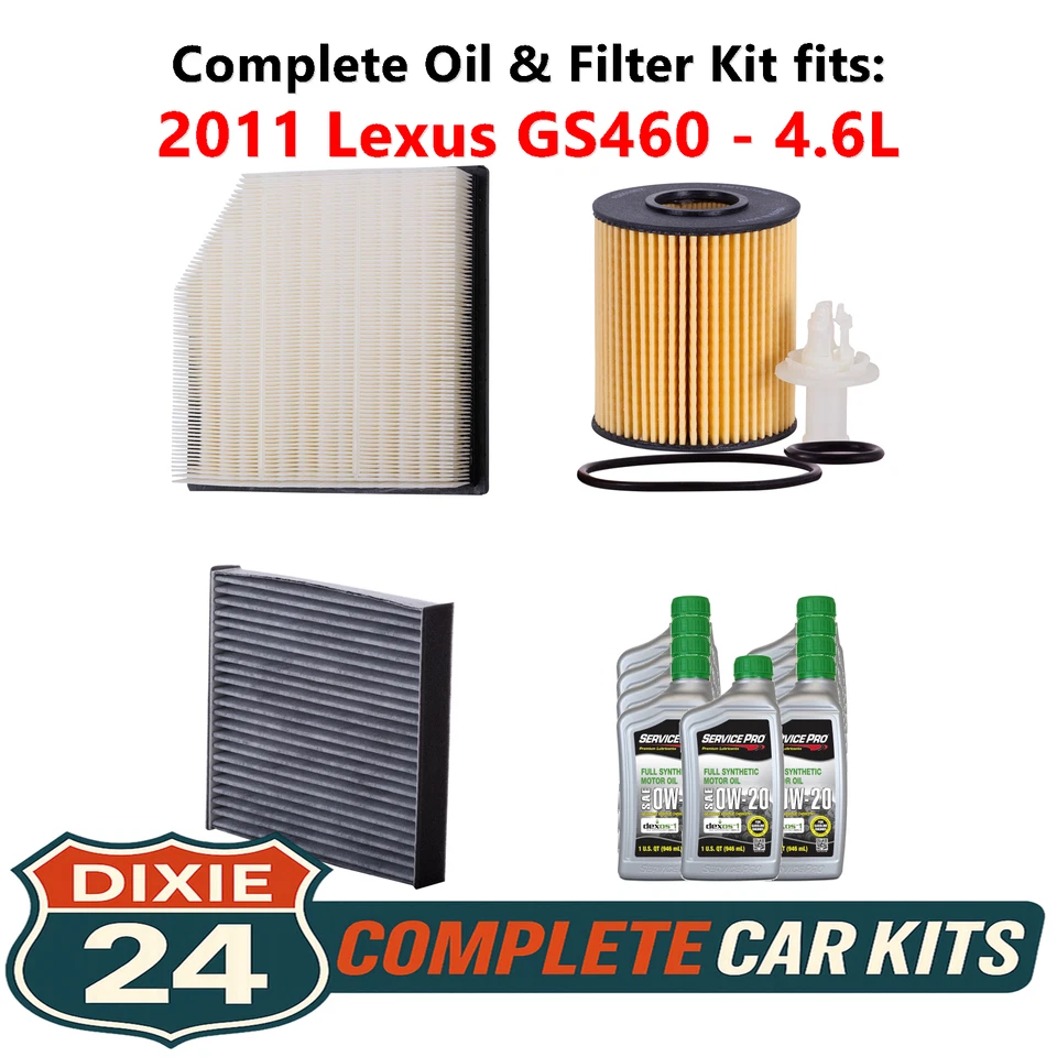 Fits: 2011 Lexus GS460 4.6L Complete Air, Oil & Cabin Filter Kit (0W-20) Foto 1 de 4