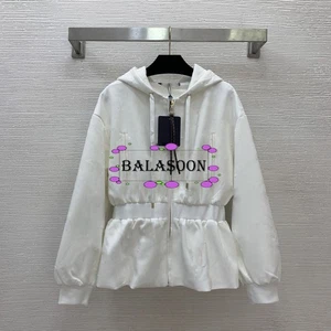 Moda Cuero Cremallera Tapeta Abrigo con Capucha Letra Tela Repujada - Imagen 1 de 2