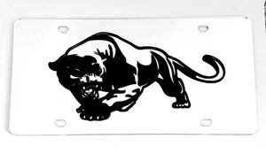 Black Panther In Outdoor Matte Vinyl On Acrylic Mirror Novelty License Plate - Picture 1 of 2