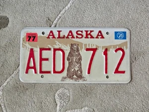 ALASKA STANDING BEAR REAL AUTHENTIC LICENSE PLATE AUTO NUMBER AED 712 CAR TAG AK - Picture 1 of 1
