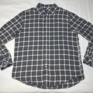 Rails Shirt Men L Flannel Button Up Plaid Denim/White/Grey Brushed Lennox - Picture 1 of 9