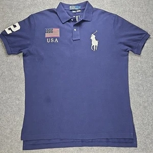 Polo Ralph Lauren Polo Shirt Mens Large Big Pony Blue - Picture 1 of 8