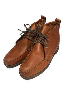 VTG MENS GOKEYS MOCCASIN BROWN ANKLE BOOTS SIZE 7.5 D New - Picture 1 of 9