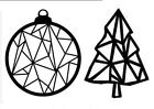 Scandi Geometric Christmas Tree Bauble Decorations Set Of 6 White Or Black