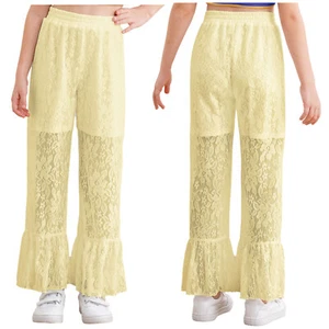 Kids Girl's Pants Stretch Sweatpants Fashion Bell Bottom Flare Trousers Spring - Picture 1 of 57