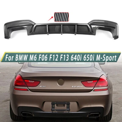 For BMW F06 F12 F13 640i 650i M Sport 2012-2018 Carbon Look Rear Bumper Diffuser Foto 1 de 4