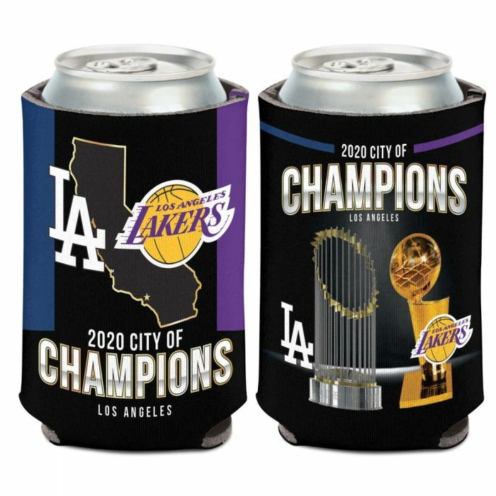 LOS ANGELES DODGERS LAKERS 2020 CITY OF CHAMPIONS CAN COOZIE KOOZIE COOLER - Image 1 of 1