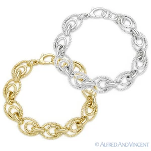Pulsera para mujer de cadena italiana de plata esterlina sólida con eslabón corte diamante .925 Italia - Imagen 1 de 3
