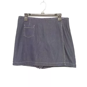 i.e. relaxed Blue Denim Wrap Skort with Zipper Button Closure Women’s Size 10 - Picture 1 of 7