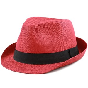 Red Straw Fedora Hats for Men for sale 