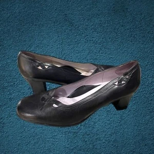 BEAUTIFEEL WOMEN'S BLACK LEATHER CRISS CROSS PUMPS 42 - Picture 1 of 8