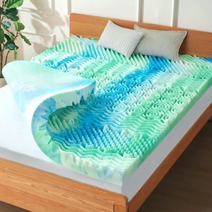 2 Inch 7-Zone Twin Memory Foam Mattress Topper Egg Crate Cooling Gel Infused ... - Picture 1 of 9