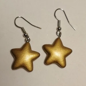 Punze OHRRINGE Vintage STERNE Hänger GOLD 1990er Feiertagsschmuck himmlisch EUC - Bild 1 von 5