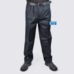Chef Pant Black - Elastic, Drawstring & Zip Fly, Belt Loops - Quality Chef Pants - Picture 1 of 2