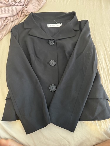 Giacca di lana Christian Dior da donna grigio scuro taglia 12