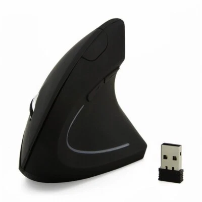 2.4GHz 1200DPI Black Ergonomic Optical Vertical Mice 6 Keys USB Wireless Mouse - Image 1 of 4