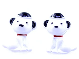 Cute two part enamel puppy dog stud earrings, unique 3D effect - Picture 1 of 4