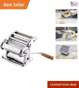 Manual Pasta Maker - Heavy-Duty Steel with Wood Grip for Luxury Noodle Making - Picture 1 of 8
