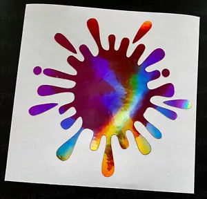Paint Splat Pink Rose Gold Neo Hologram Chrome Car Wall Art Window Sticker Decal - Picture 1 of 4
