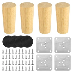 4Pcs Wooden Furniture Tapered Replacement Legs Feet For Sofa Chair Stool Chest - Picture 1 of 6