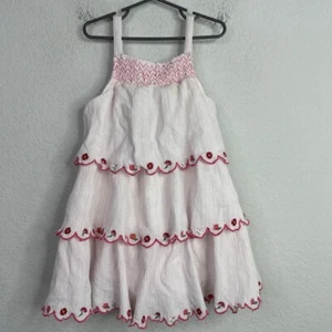 Sergent Major Dress Girls Size 8 Pink Floral Embroidered Tiered Fairy Whimsical - Picture 1 of 8
