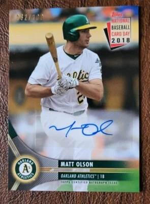 2018 MATT OLSON TOPPS NATIONAL BASEBALL CARD DAY /200 AUTO SIGNED - Image 1 of 2
