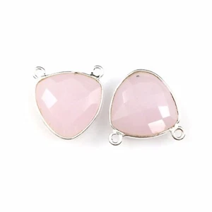 Bisel gema eslabones - plata de ley - pequeño billón - 15 mm - calcedonia rosa - 1 pieza - Imagen 1 de 3