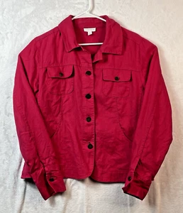 Charter Club Womens XL 100% Linen Button Up Blazer Jacket Red Pockets - Picture 1 of 9