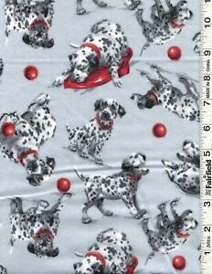Gray Dalmatian Dog Comfy Prints Flannel by AE Nathan bty
