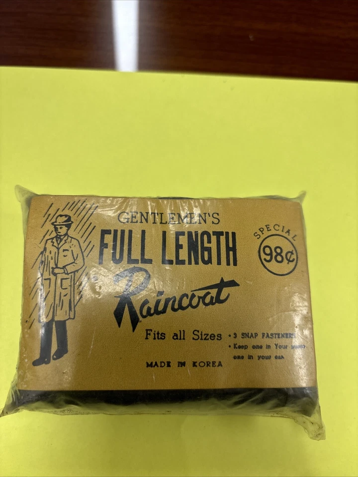 Impermeable compacto vintage para hombre largo completo 3 broches bolsa O/S nuevo Foto 1 de 4